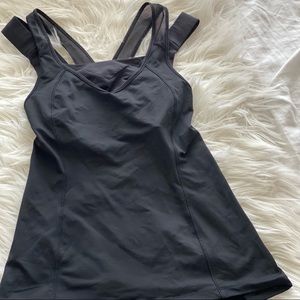 Lululemon black tank with built in bra, Size 4